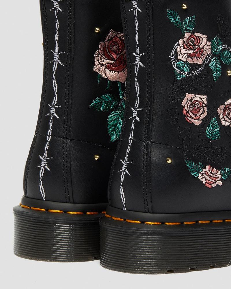 Dr Martens 1460 Vonda Floral Læder Snørestøvler Dame Sort | DK 214UZG